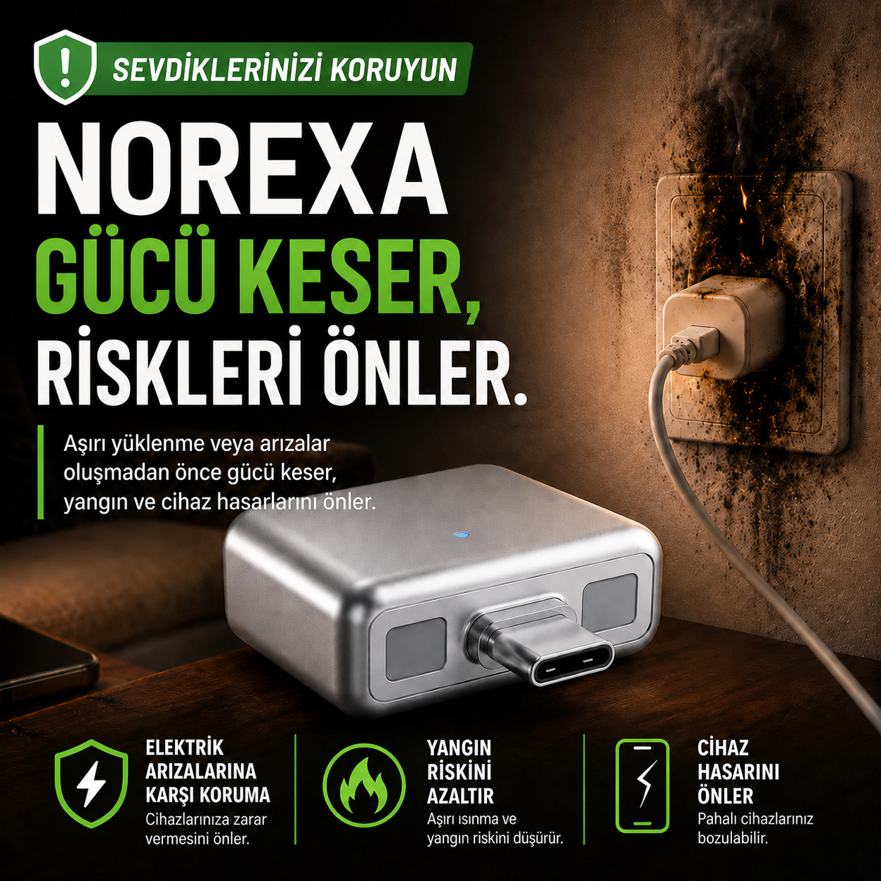 NOREXA Akıllı Güç Koruma Adaptörü